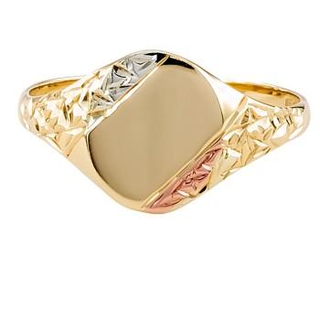 3 tone 9ct gold 2.7g Signet Ring size Z